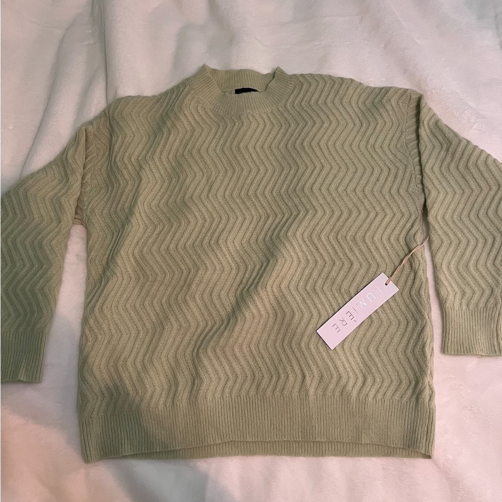 Lime zig-zag textured sweater